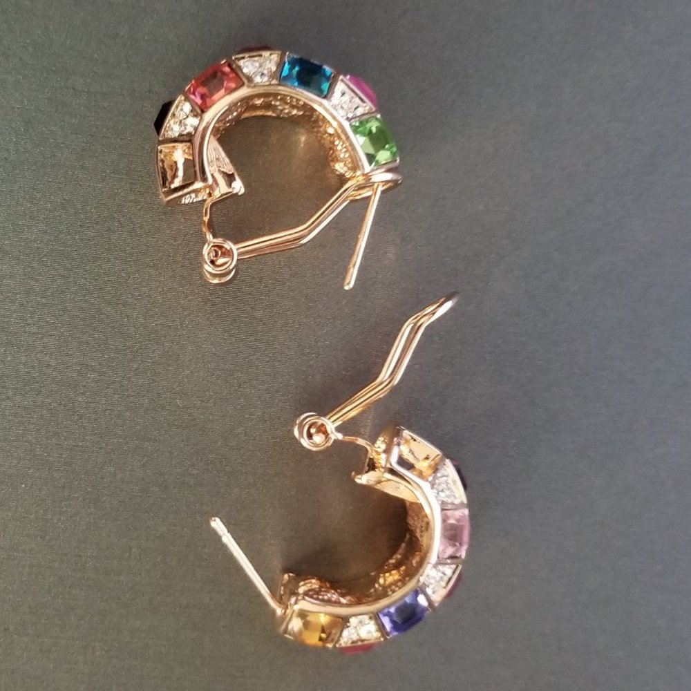 Swarovski Crystal & Rose Gold Geometric Earrings - Picture 6 of 6
